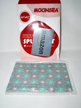 Moonsea Splat Mat Under High Chair, 42x46, Green Flower, Waterproof, Washable, N